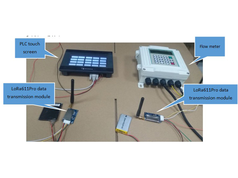 LoRa無(wú)線數(shù)傳模塊的應(yīng)用--PLC觸屏對(duì)接流量計(jì)實(shí)物連接圖