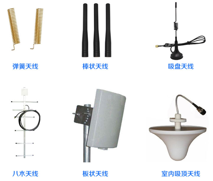 天線類型：彈簧天線、棒狀天線、吸盤天線、八木天線、板狀天線、室內(nèi)吸頂天線。