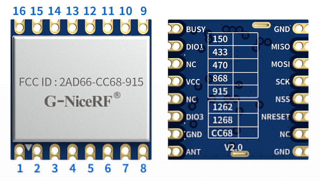 LoRa-CC68 LoRa無線模塊引腳定義