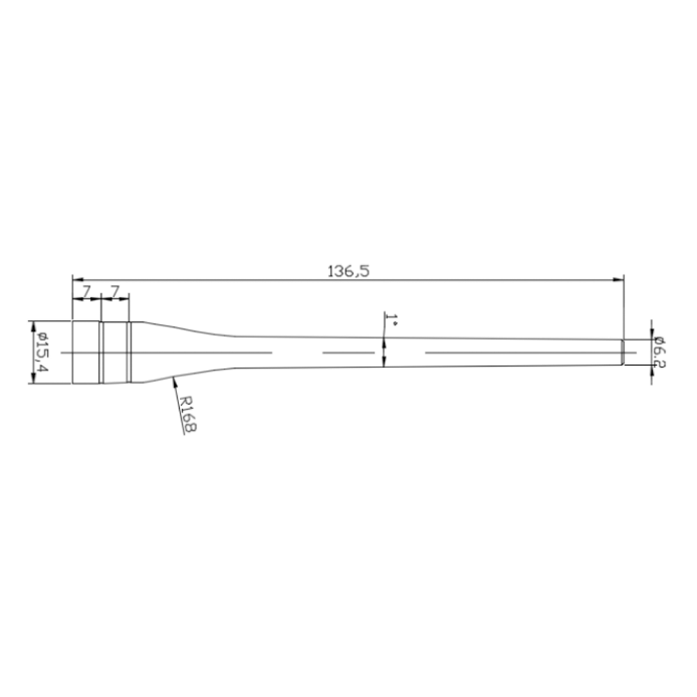 直頭棒狀天線 SW210-ZB136尺寸圖